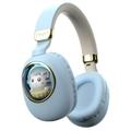 Kids Headphones with LED Light Up Kids Cat Wireless Bluetooth Headphones with Microphone & 3.5mm Jack Teens Toddlers Wireless Headphones with Adjustable Headband for Tablet/PC Christmas Gift