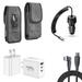 Travel Bundle for Moto G Play 2024 Belt Holster Clip Carrying Pouch Case Tempered Glass Screen Protector 40W Car Charger Power Adapter 3-Port Wall Charger USB C Cable (Dark Gray/Black)