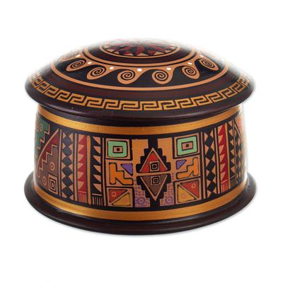 Inca Princess,'Traditional Inca Hand-Painted Ceramic Decorative Box'