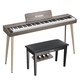 Donner DDP-60 88-Key Semi-Weighted Upright Keyboard Piano - Grey / Piano+Two-Seater Piano Bench