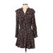 Zara Casual Dress - A-Line V Neck Long sleeves: Black Floral Dresses - Women's Size Small