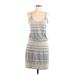 James Perse Casual Dress - DropWaist Scoop Neck Sleeveless: Gray Print Dresses - Women's Size Large