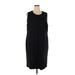 Lands' End Casual Dress - Shift Crew Neck Sleeveless: Black Solid Dresses - Women's Size 24