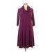 Roaman's Casual Dress - A-Line Cowl Neck 3/4 sleeves: Purple Solid Dresses - Women's Size 14