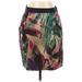 Ann Taylor Silk Pencil Skirt Knee Length: Tan Color Block Bottoms - Women's Size 2 Petite