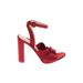 Gianvito Rossi Heels: Red Print Shoes - Women's Size 38.5 - Open Toe