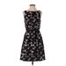 Jessica Simpson Casual Dress - A-Line Boatneck Sleeveless: Black Floral Dresses - Women's Size 4