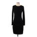 Banana Republic Casual Dress - Sheath Crew Neck Long sleeves: Black Print Dresses - Women's Size Small