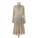 Current Air Casual Dress - Midi Collared 3/4 sleeves: Gold Dresses - Women's Size Small