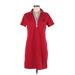 Tommy Hilfiger Casual Dress - Shift Collared Short sleeves: Red Print Dresses - Women's Size Medium