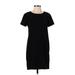 WAYF Casual Dress - Shift Crew Neck Short sleeves: Black Print Dresses - Women's Size Small