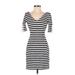 Banana Republic Casual Dress - Mini: Black Stripes Dresses - Women's Size 2