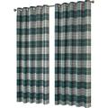 Voice7 Emerald Green Check Thermal Blackout Eyelet Curtains 55" x 72" - For Bedroom and Living Room 65% Black Out Curtain - 2 Panels Window Treatment Privacy (Emerald Check - 55" Width x 72" Drop)