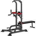 Fitness aid Dumbbell Bench Multifunction Pull Up Bar Dip Station Dumbbell Bench Combo, Dip Station Pull Up Bar Power Tower Strength Training with Dumbbell Bench,Suitable