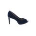 Bandolino Heels: Pumps Stilleto Cocktail Party Blue Print Shoes - Women's Size 6 - Peep Toe