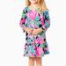 Lilly Pulitzer Dresses | Lilly Pulitzer Girls Jena Dress In Onyx Jaguar Jungle Long Sleeve | Color: Blue/Pink | Size: Lg