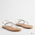 Torrid Shoes | Embellished Knot T-Strap Sandal (Ww) | Color: Silver/White | Size: 9
