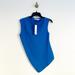 Zara Tops | New Zara Asymmetrical Sleeveless Royal Blue Curved Hem Stretch Knit Top Size Xs | Color: Blue | Size: Xs