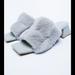 Zara Shoes | New Zara Faux Fur Block Heel Sandals Blue 2832/810 | Color: Blue | Size: 6.5