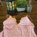 J. Crew Swim | J Crew Swim Suit Bathing Suit Pink White Stripes Ruffles 16 One Piece Cute | Color: Pink/White | Size: 16