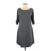 Soybu Casual Dress - A-Line Scoop Neck 3/4 sleeves: Gray Print Dresses - Women's Size Large
