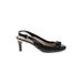 Prada Heels: Slingback Stilleto Feminine Black Solid Shoes - Women's Size 40.5 - Peep Toe