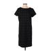 J.Jill Casual Dress - Shift: Black Argyle Dresses - Women's Size Small