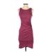 Leith Casual Dress - Bodycon Scoop Neck Sleeveless: Burgundy Print Dresses - Women's Size X-Small