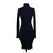 Velvet by Graham & Spencer Casual Dress - Bodycon Turtleneck Long sleeves: Black Print Dresses - Women's Size X-Small