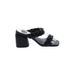 Dolce Vita Heels: Slip-on Chunky Heel Casual Black Print Shoes - Women's Size 7 1/2 - Open Toe