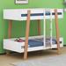 Harriet Bee Hancel Wood Twin Size Bunk Bed w/ Built-in Ladder Wood in Brown/White | 62.2 H x 42.4 W x 77.8 D in | Wayfair