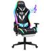 Hoffree Rocking Gaming Chair w/ Speakers Ergonomic Gamer Chair w/ Massage for Office & Gaming Faux /Foam Padding in White/Black | Wayfair