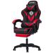 Hoffree PC & Racing Gaming Chair Ergonomic Game Chair w/ Vibration Lumbar Pillow For Youth Faux /Foam Padding in Red/Black | Wayfair WFPOA8806231