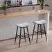 Corrigan Studio® Upholstered Linen Fabric Bar Stools Set of 2 Armless Counter Bar Stools Without Back Metal in Brown | Wayfair