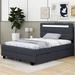 Ivy Bronx Hisayo Linen Full Size Upholstered Platform Bed w/ LED Frame & 4 Drawers Upholstered in Black | 43.7 H x 58.2 W x 80.7 D in | Wayfair