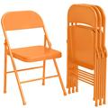 Latitude Run® Folding Chairs Set Of 4 Hold Up To 350 Pounds, Metal in Orange | 29.5 H x 19.5 W x 18.5 D in | Wayfair