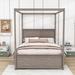 Red Barrel Studio® Stephanic Full 2 Drawers Wood Canopy Bed w/ Slats Wood in Brown | 71 H x 56 W x 79 D in | Wayfair