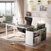 17 Stories Veleta 55" L-Shaped Desk Wood/Metal in Gray/White | 30 H x 55 W x 41.3 D in | Wayfair 25847139AF76471093C378C8C3812F6D