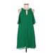 Vince Camuto Cocktail Dress - Shift Keyhole 3/4 sleeves: Green Print Dresses - Women's Size 6