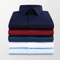 Chemises à manches longues pour hommes boutons à revers vêtements de cérémonie noir blanc bleu