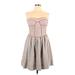 Bar III Casual Dress - Mini: Gray Hearts Dresses - Women's Size Large