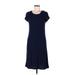 Calvin Klein Casual Dress - A-Line Scoop Neck Short sleeves: Blue Solid Dresses - Women's Size Medium