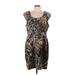 Connected Apparel Casual Dress - Sheath: Brown Print Dresses - Women's Size 16