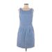 Tommy Hilfiger Casual Dress - Sheath Scoop Neck Sleeveless: Blue Print Dresses - Women's Size 8