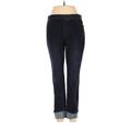 Susan Graver Jeans - High Rise Straight Leg Jeggings: Blue Bottoms - Women's Size 8 Plus - Dark Wash