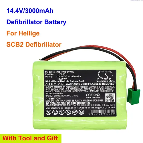 Cameron Sino 3000mAh Defibrillator Batterie 110035 für Hellige SCB2 Defibrillator