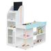 Costway Wooden Kids Supermarket Playset with Cash Register and Shopping Cart-White