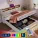 Queen Size Upholstered Platform Bed with a Hydraulic Storage System, LED Lighting and USB Charging