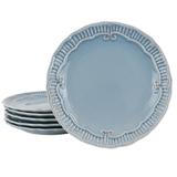 Modern Southern Home Capri 6 Piece 11 Inch Stoneware Embossed Dinner Plate Set in Blue