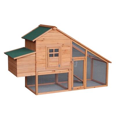 Waterproof Roof 2-Tier Wooden Chicken Coop with Tray and Running Cage